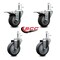 Service Caster 4'' Thermo Rubber Swivel 7/16'' Stem Caster Set 2 Total Lock Brake, 4PK SCC-GRTTL20S414-TPRB-716138-2-S-2 - alternate 2